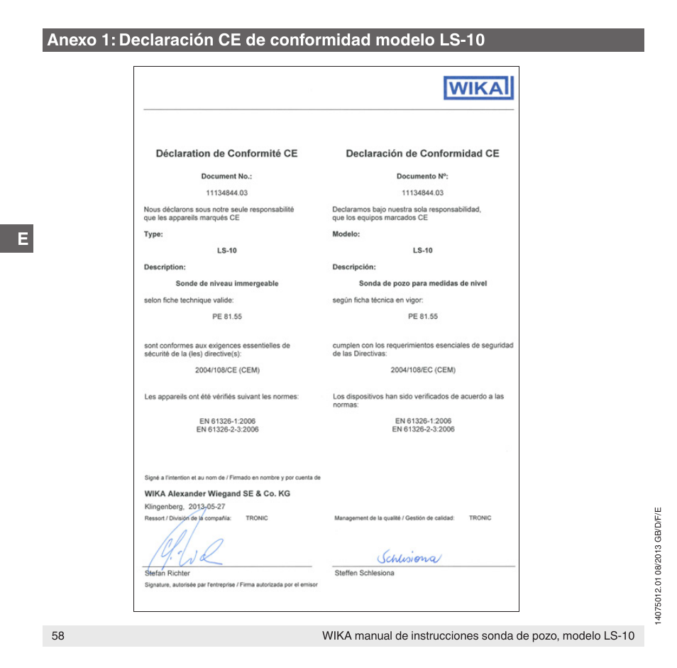 WIKA LS-10 User Manual | Page 58 / 60