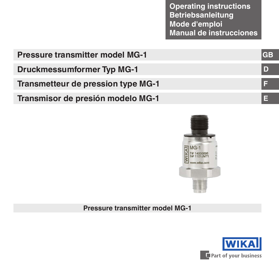 WIKA MG-1 User Manual | 92 pages