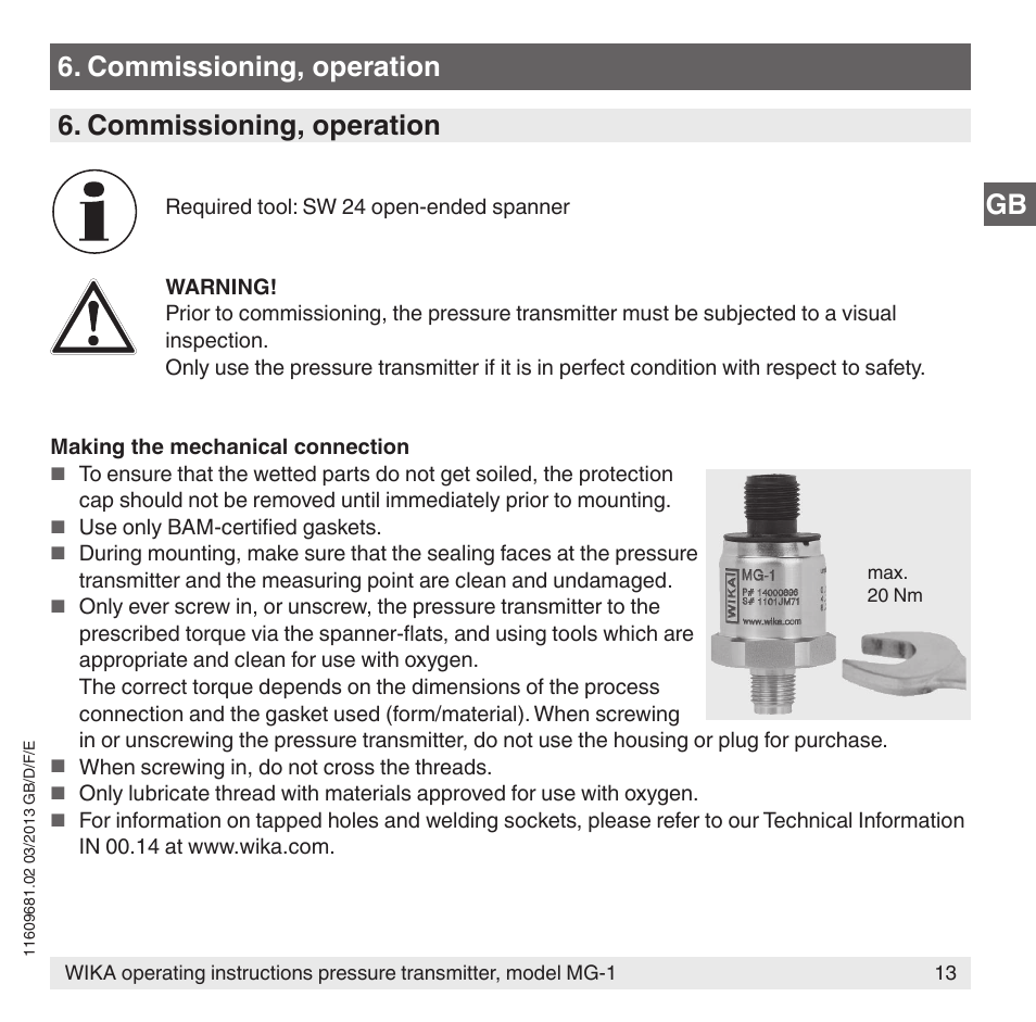 WIKA MG-1 User Manual | Page 13 / 92