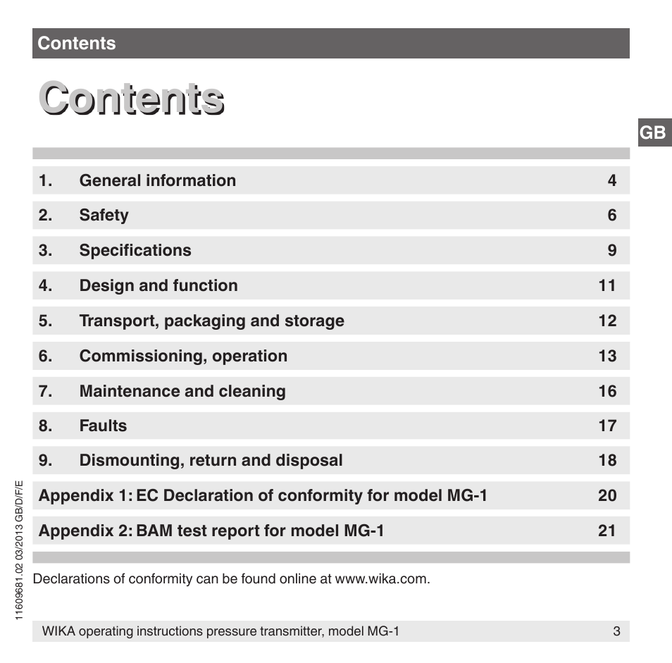 WIKA MG-1 User Manual | Page 3 / 92