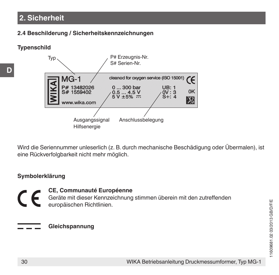 Sicherheit | WIKA MG-1 User Manual | Page 30 / 92