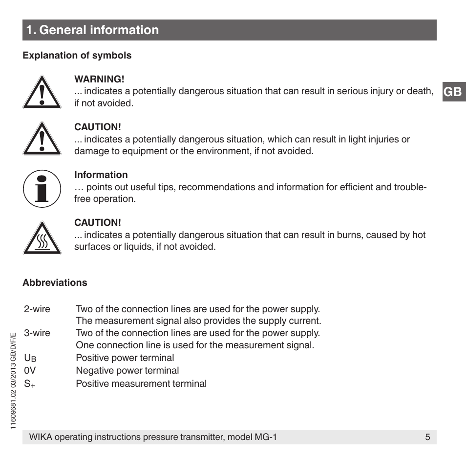 Gb 1. general information | WIKA MG-1 User Manual | Page 5 / 92