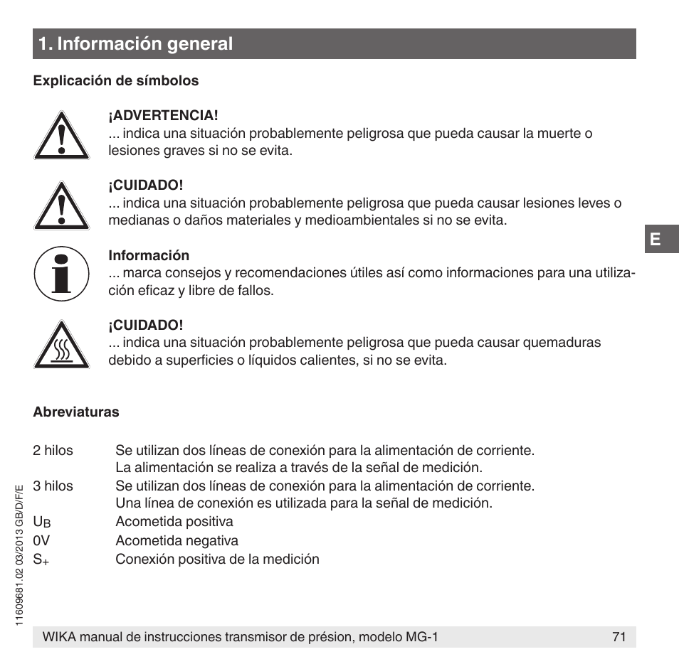 Información general | WIKA MG-1 User Manual | Page 71 / 92