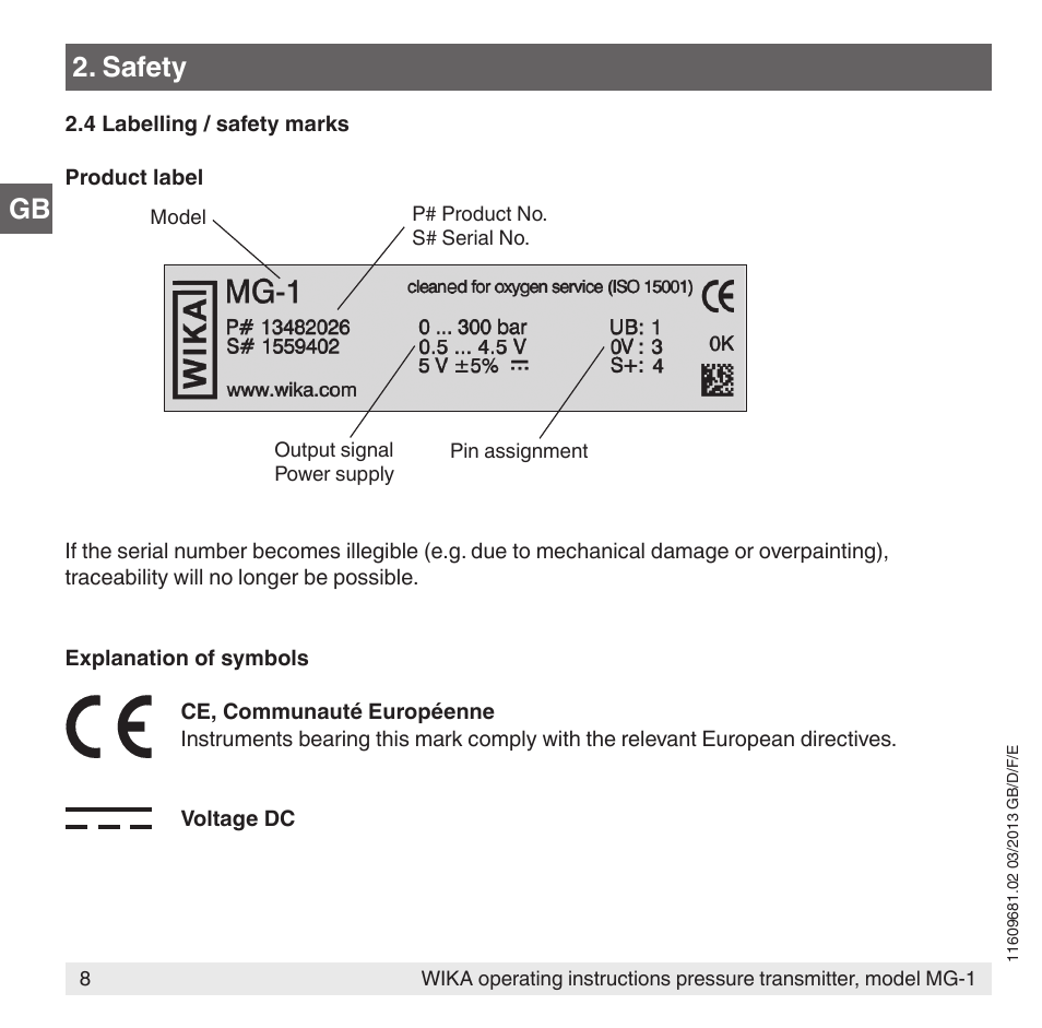 Gb 2. safety | WIKA MG-1 User Manual | Page 8 / 92