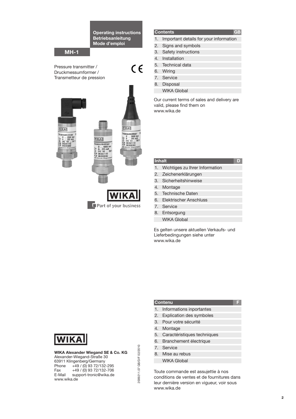 Mh-1 | WIKA MH-1 User Manual | Page 2 / 11