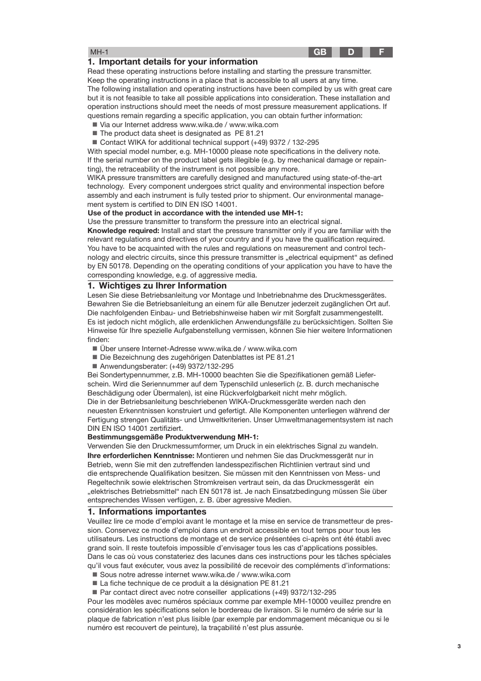 WIKA MH-1 User Manual | Page 3 / 11