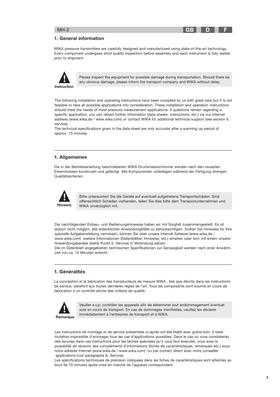 Fd gb | WIKA MH-2 User Manual | Page 2 / 9