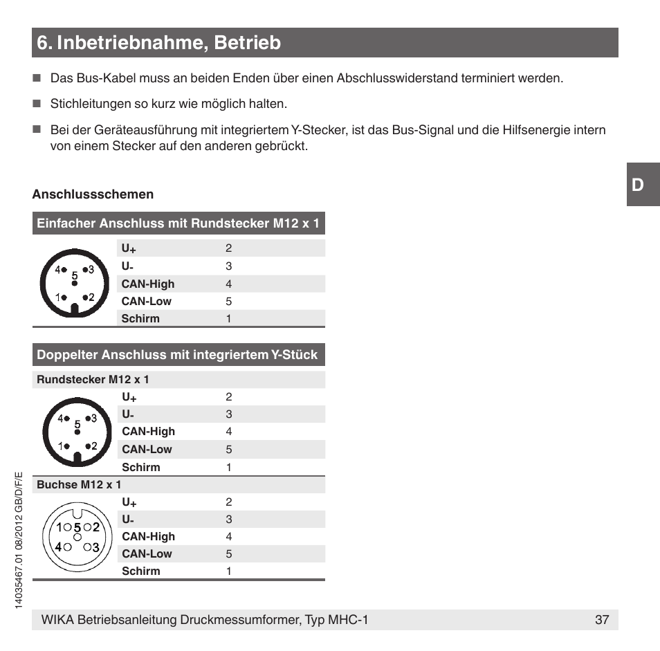 Inbetriebnahme, betrieb | WIKA MHC-1 User Manual | Page 37 / 84