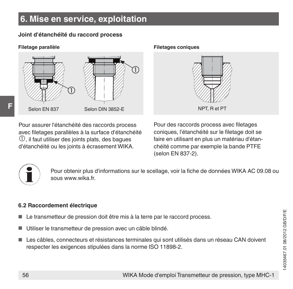 Mise en service, exploitation | WIKA MHC-1 User Manual | Page 56 / 84