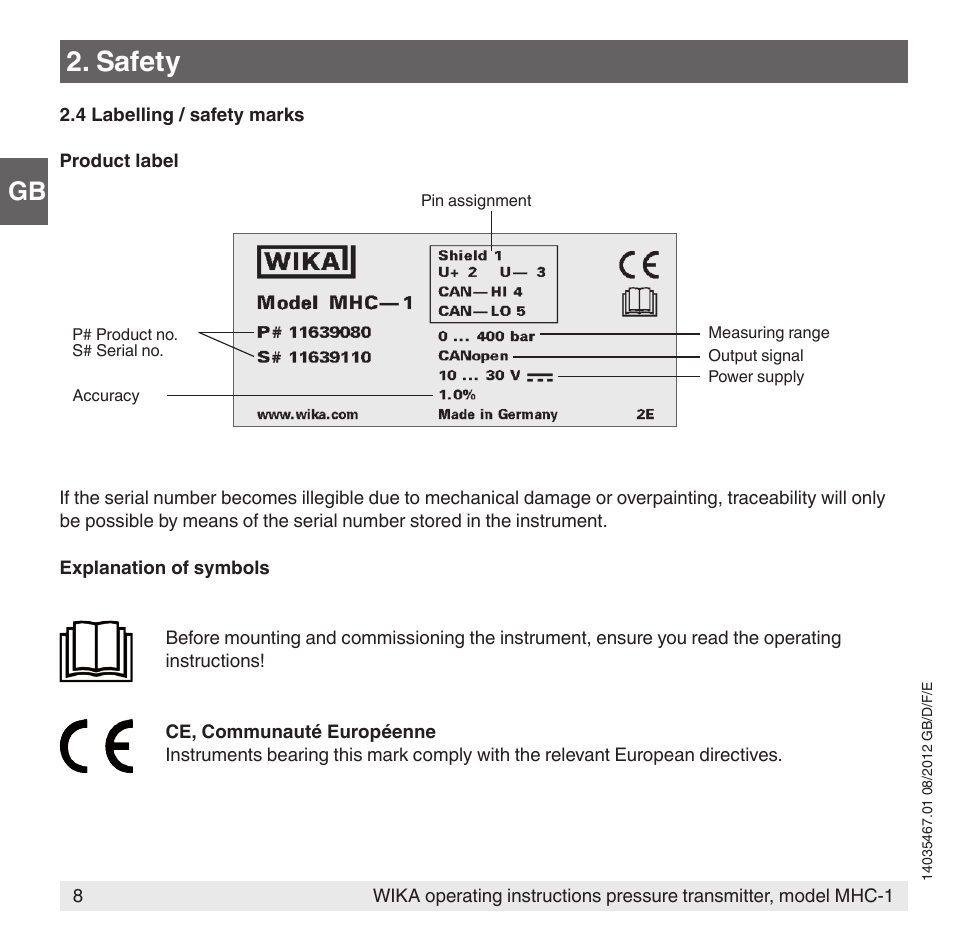 Safety | WIKA MHC-1 User Manual | Page 8 / 84