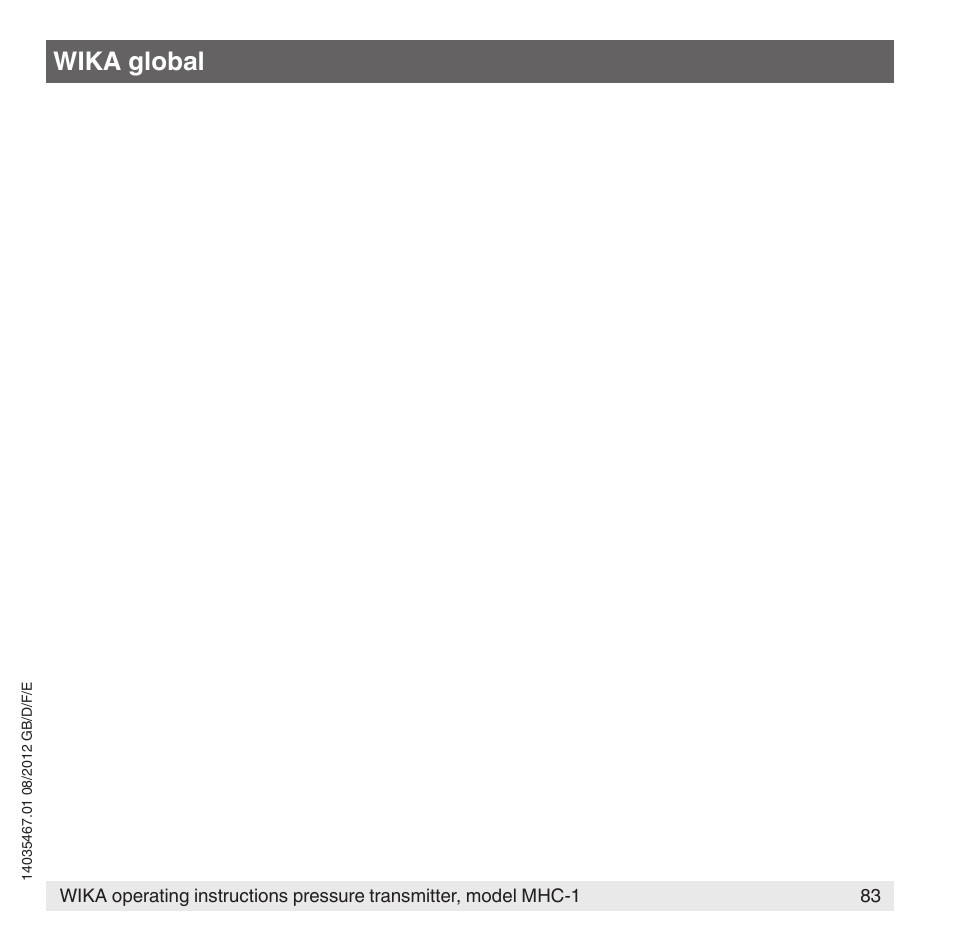 Wika global | WIKA MHC-1 User Manual | Page 83 / 84