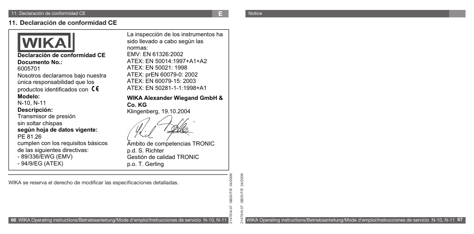 WIKA N-11 User Manual | Page 34 / 35