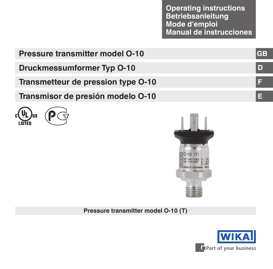 WIKA O-10 User Manual | 108 pages