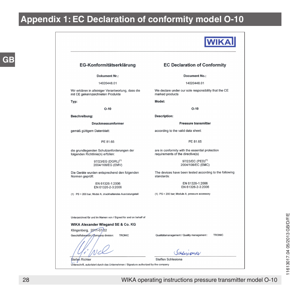 WIKA O-10 User Manual | Page 28 / 108