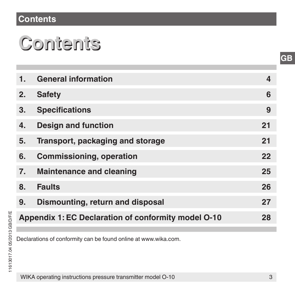 WIKA O-10 User Manual | Page 3 / 108