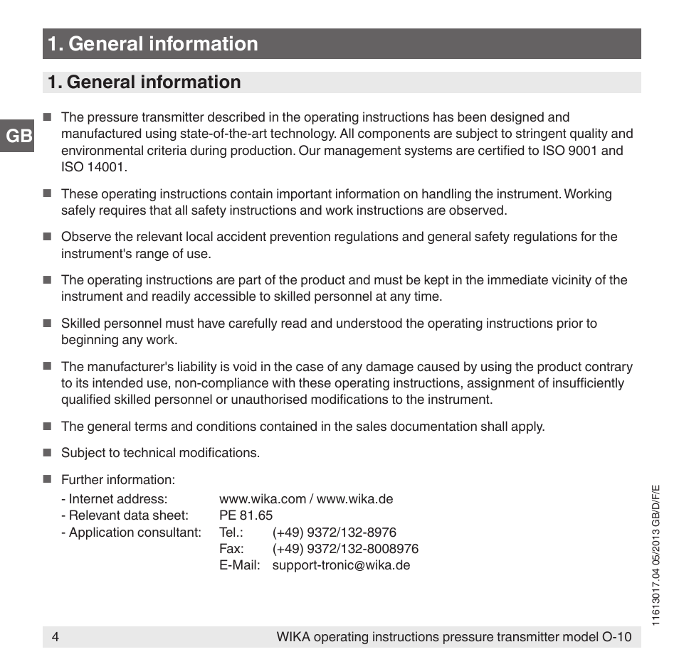 General information | WIKA O-10 User Manual | Page 4 / 108