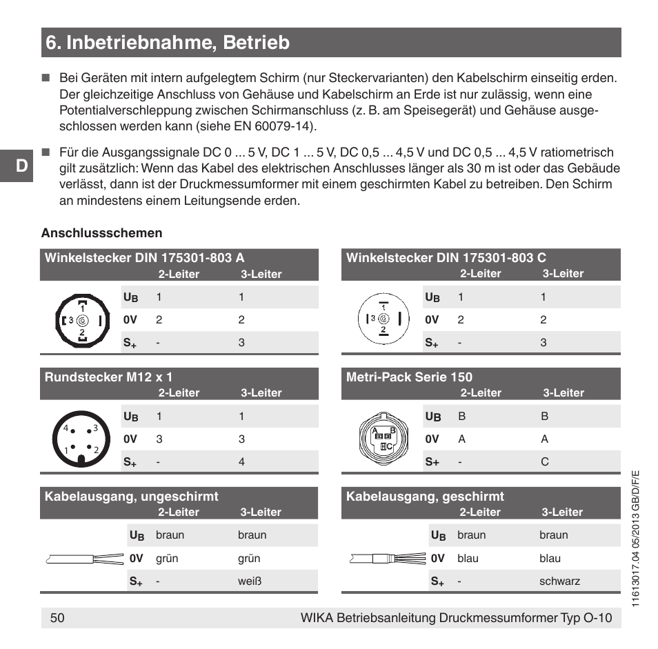 Inbetriebnahme, betrieb | WIKA O-10 User Manual | Page 50 / 108