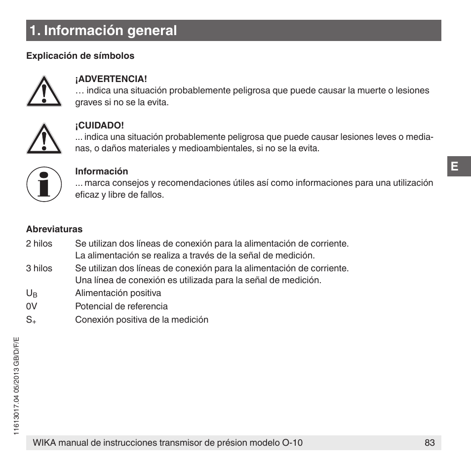 Información general | WIKA O-10 User Manual | Page 83 / 108