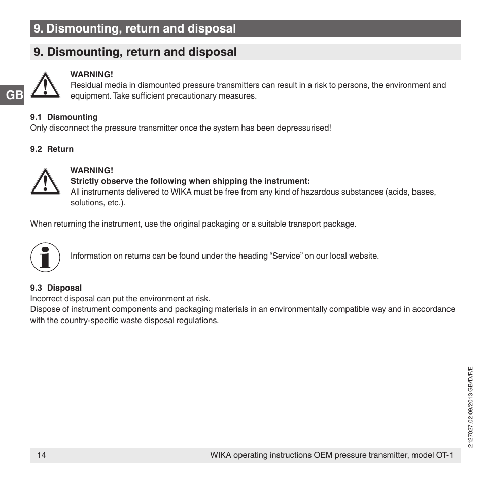 WIKA OT-1 User Manual | Page 14 / 60