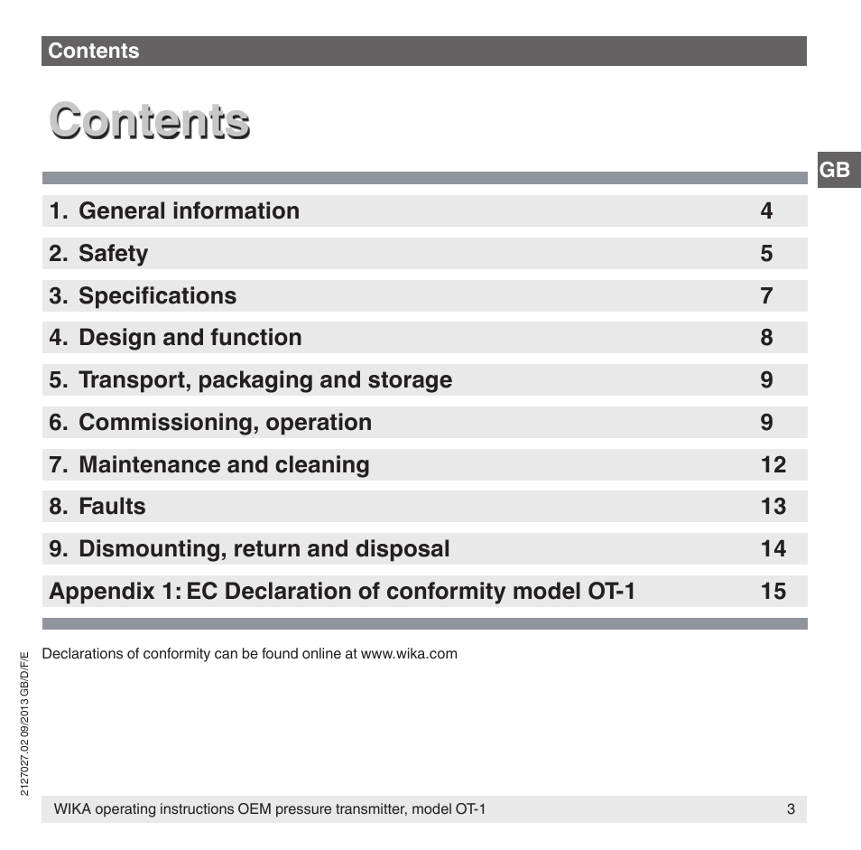 WIKA OT-1 User Manual | Page 3 / 60
