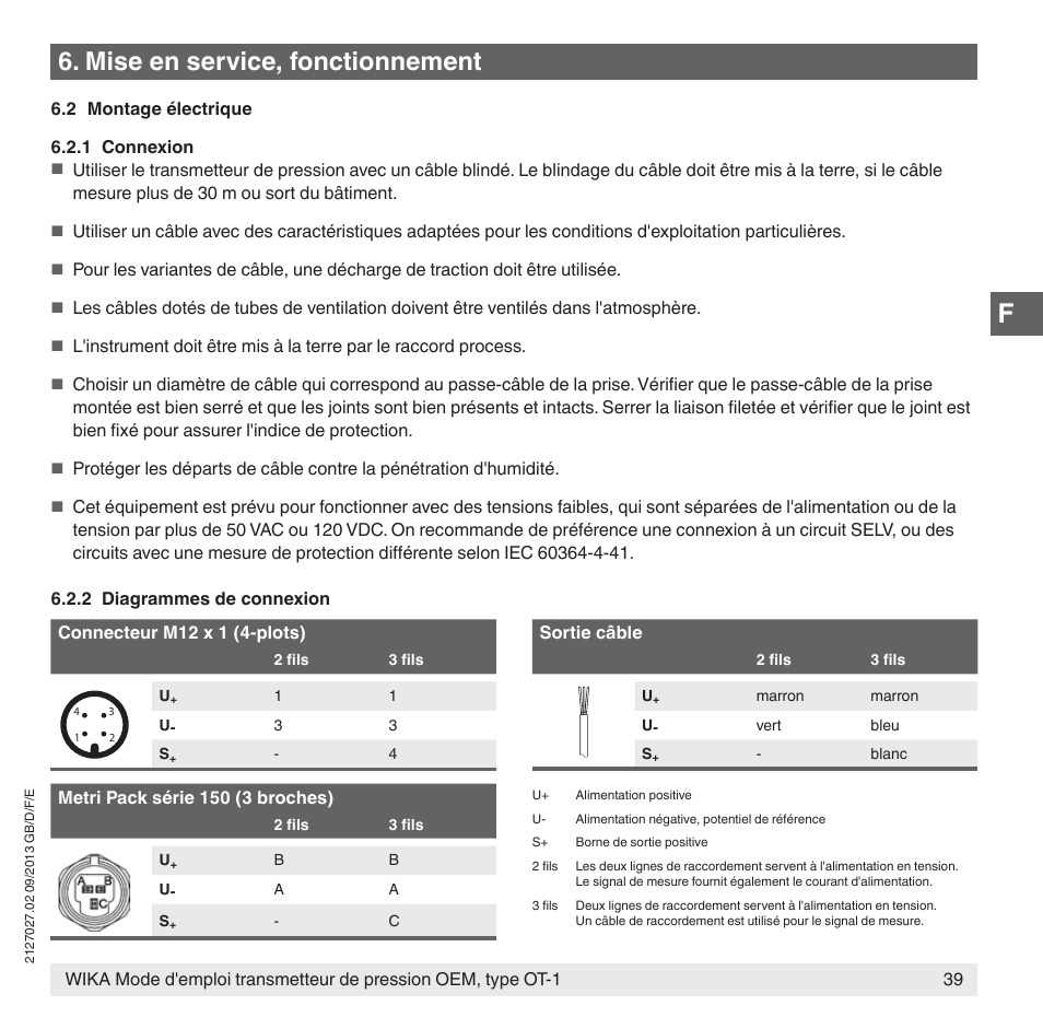 Mise en service, fonctionnement | WIKA OT-1 User Manual | Page 39 / 60