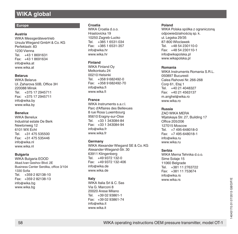 Wika global | WIKA OT-1 User Manual | Page 58 / 60