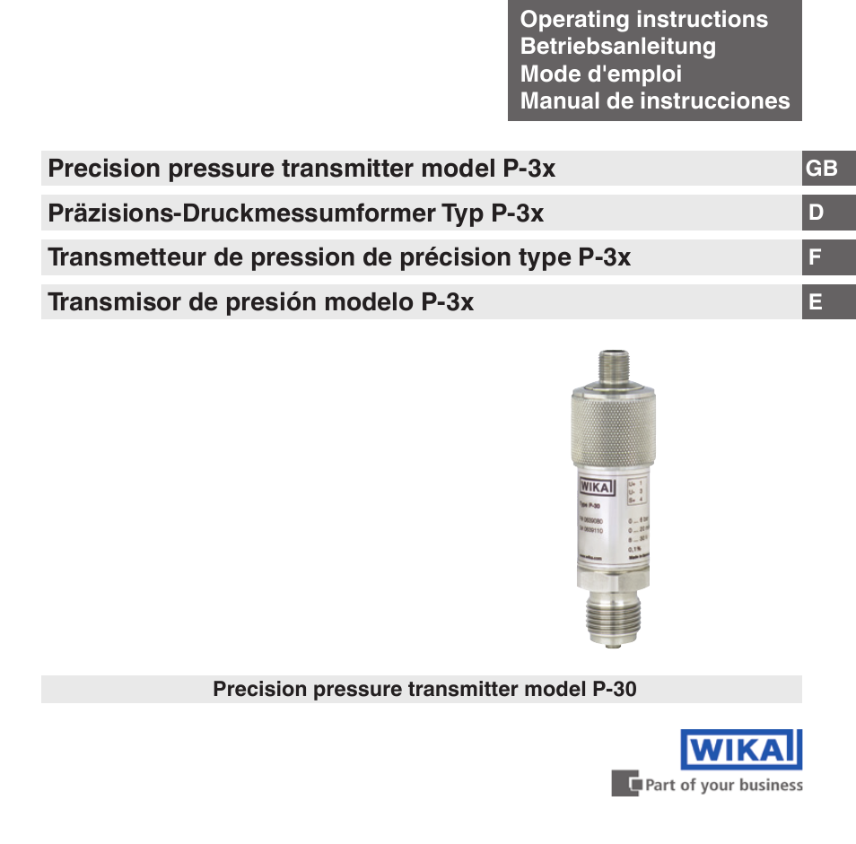 WIKA P-31 User Manual | 92 pages