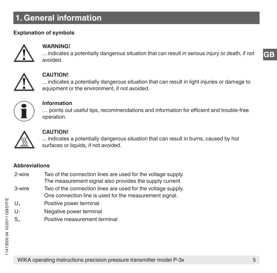 General information | WIKA P-31 User Manual | Page 5 / 92