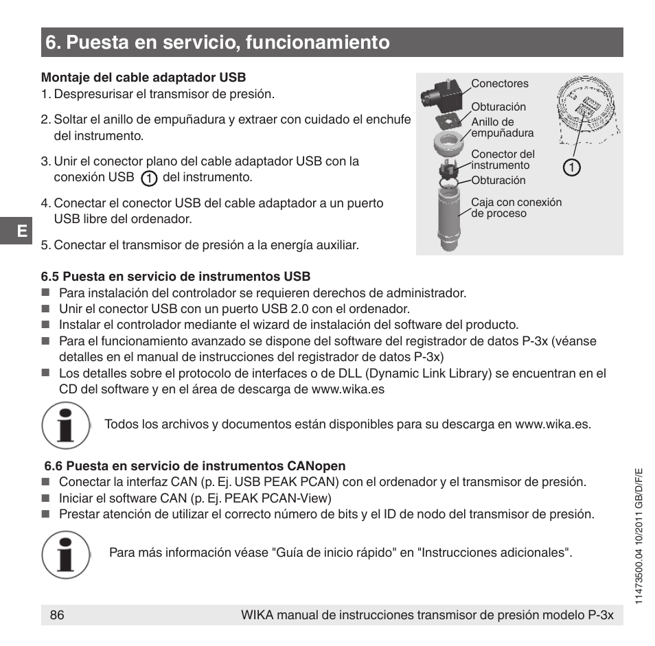 Puesta en servicio, funcionamiento | WIKA P-31 User Manual | Page 86 / 92