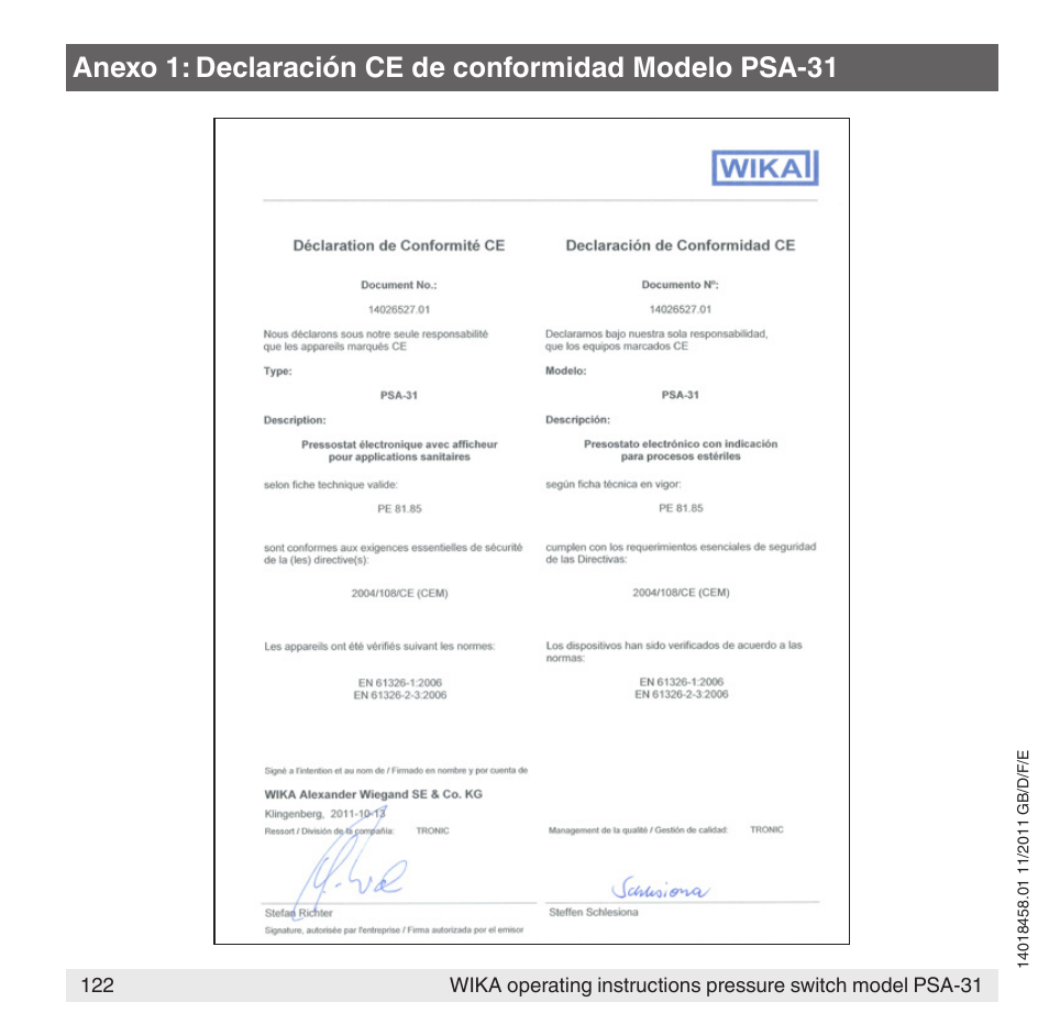 WIKA PSA-31 User Manual | Page 122 / 124