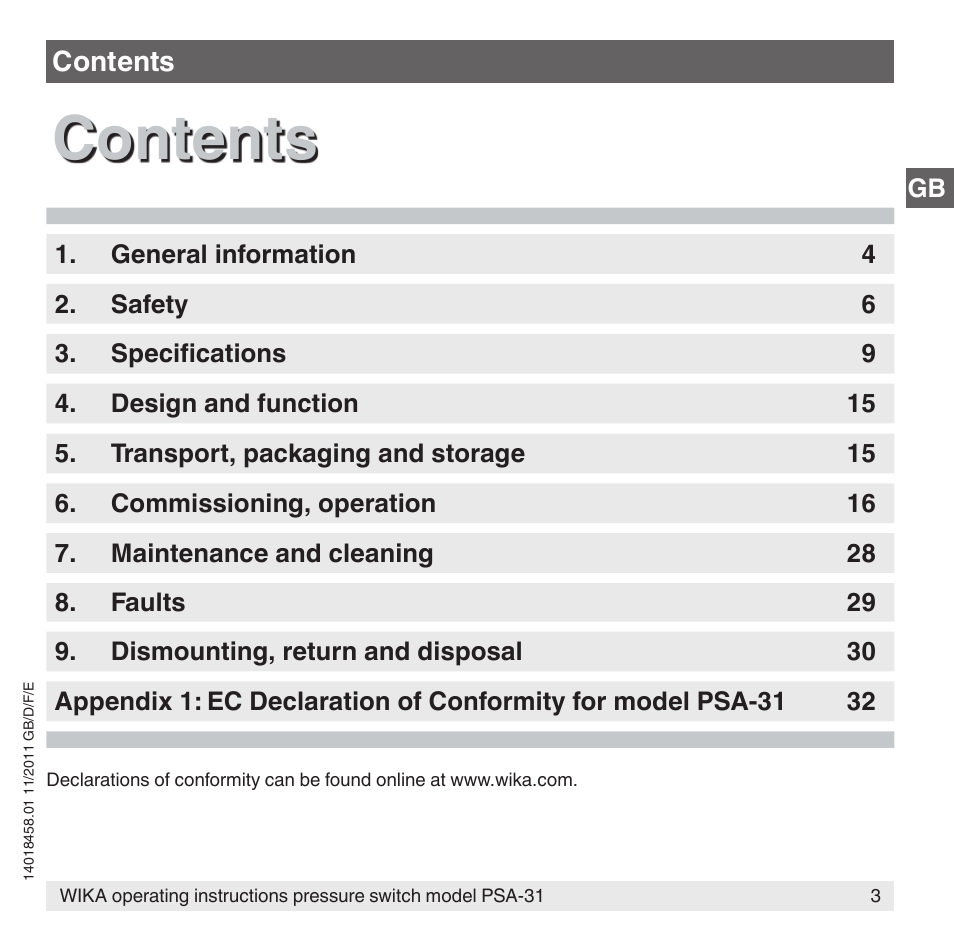 WIKA PSA-31 User Manual | Page 3 / 124