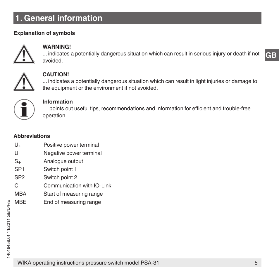 General information | WIKA PSA-31 User Manual | Page 5 / 124