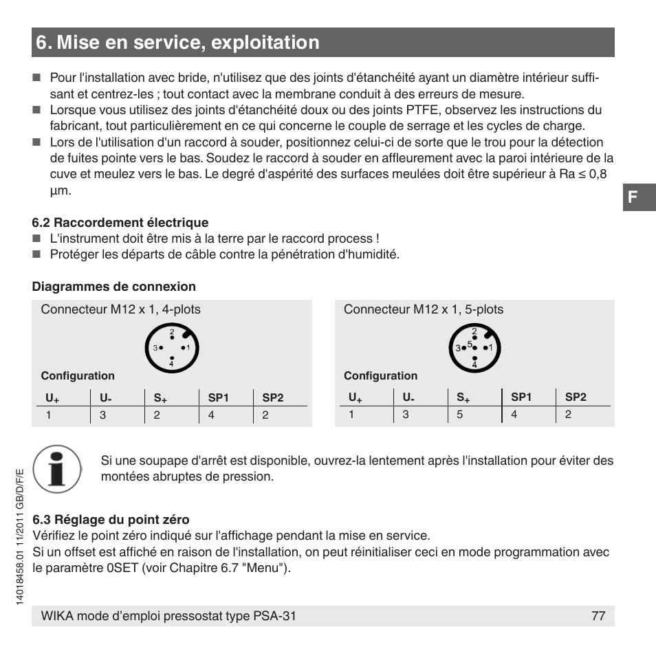 Mise en service, exploitation | WIKA PSA-31 User Manual | Page 77 / 124