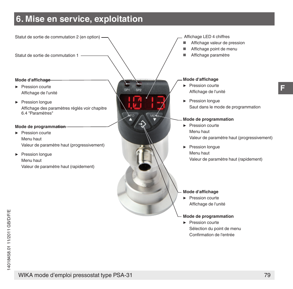 Mise en service, exploitation, 79 wika mode d’emploi pressostat type psa-31 | WIKA PSA-31 User Manual | Page 79 / 124