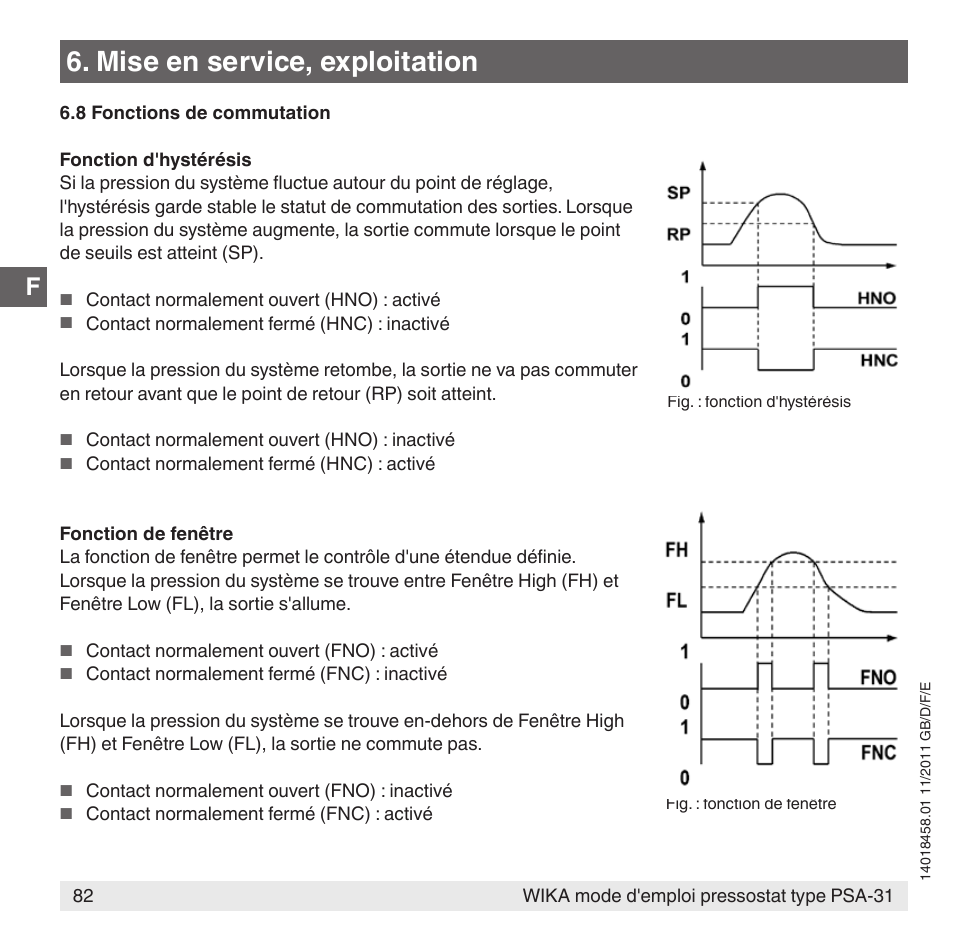 Mise en service, exploitation | WIKA PSA-31 User Manual | Page 82 / 124