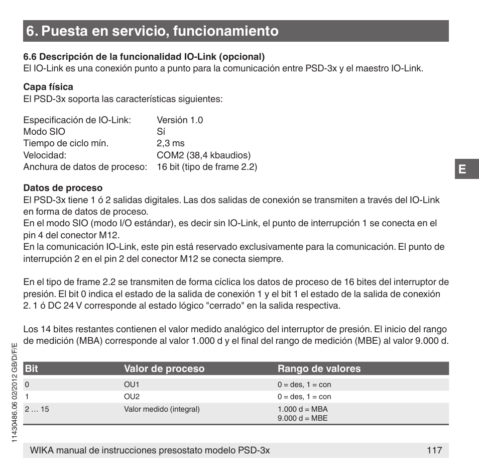 Puesta en servicio, funcionamiento | WIKA PSD-31 User Manual | Page 117 / 128