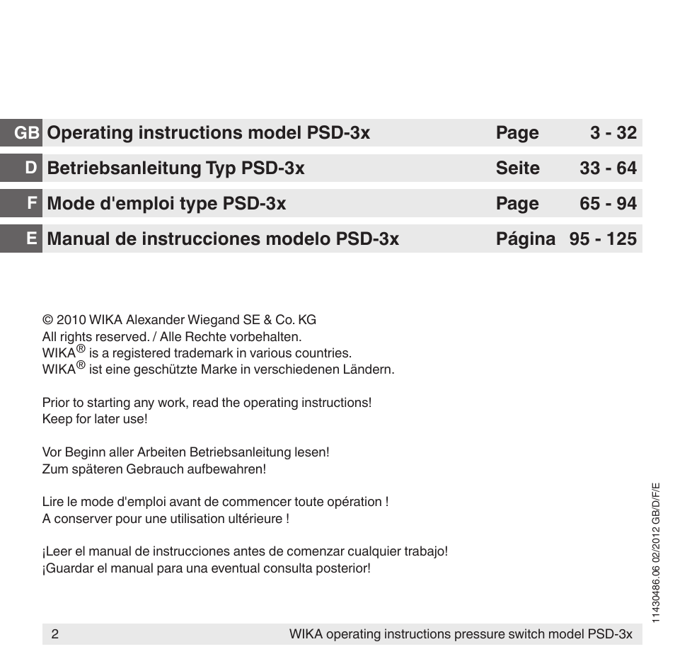 WIKA PSD-31 User Manual | Page 2 / 128