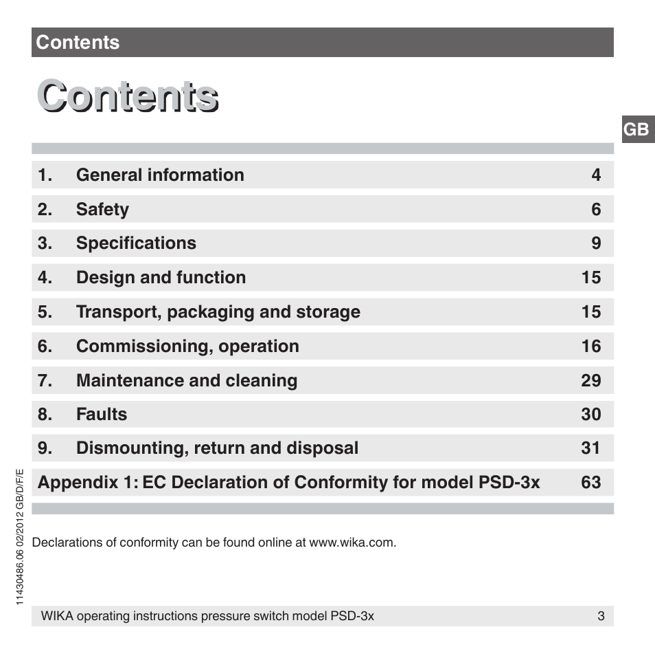 WIKA PSD-31 User Manual | Page 3 / 128