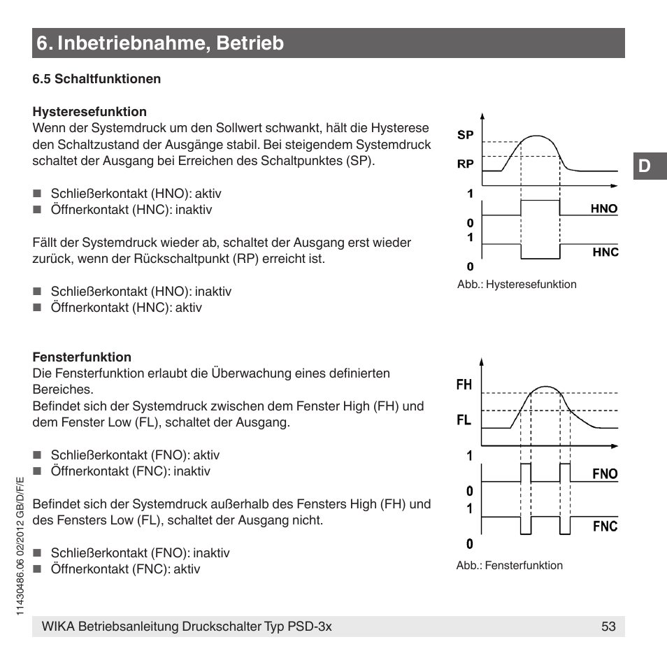 Inbetriebnahme, betrieb | WIKA PSD-31 User Manual | Page 53 / 128