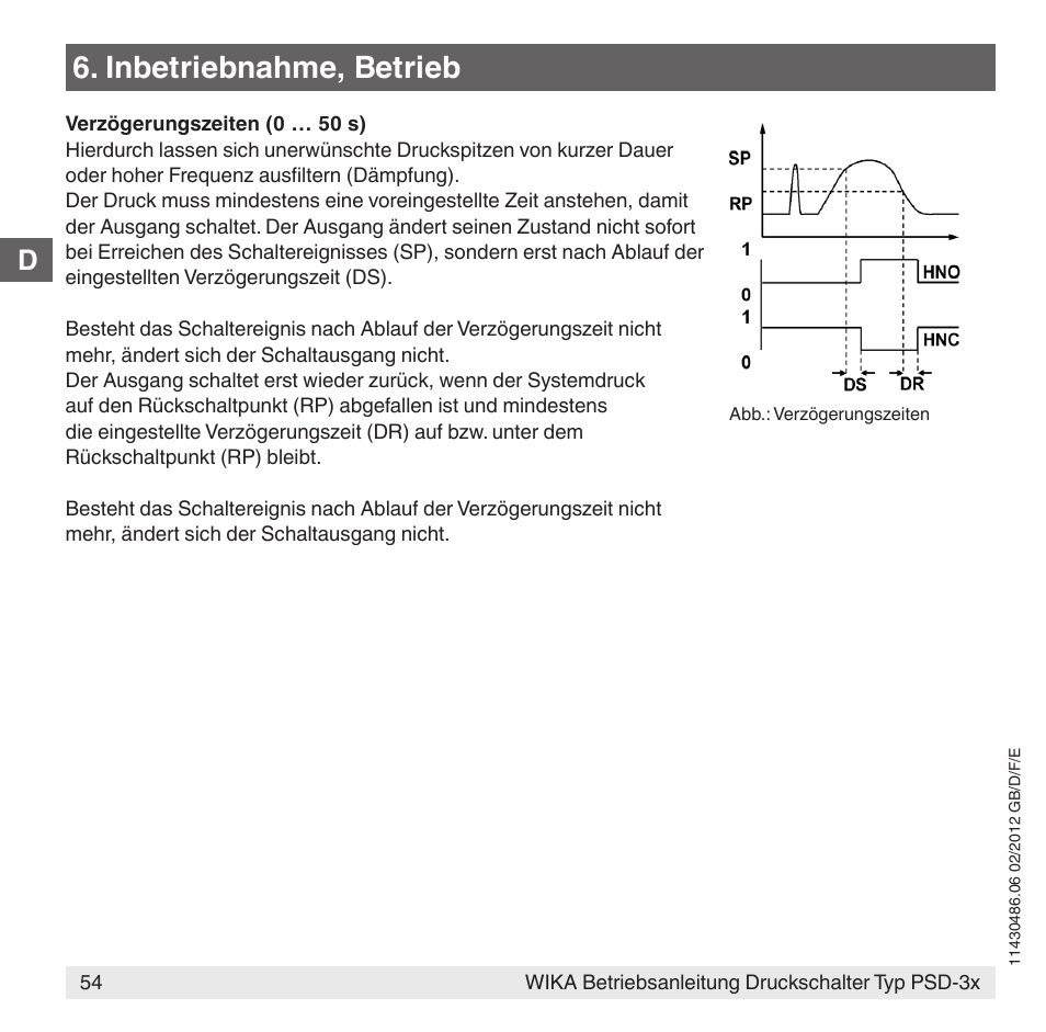 Inbetriebnahme, betrieb | WIKA PSD-31 User Manual | Page 54 / 128