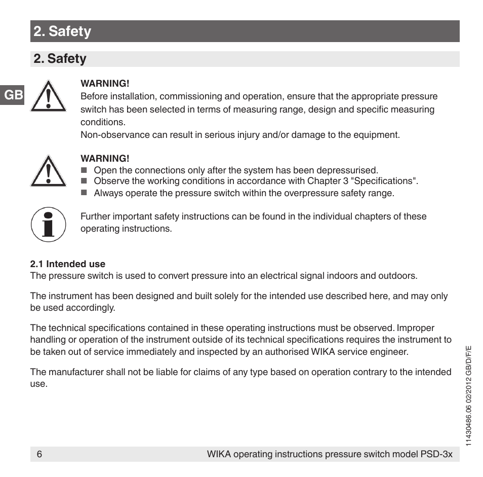 Safety | WIKA PSD-31 User Manual | Page 6 / 128
