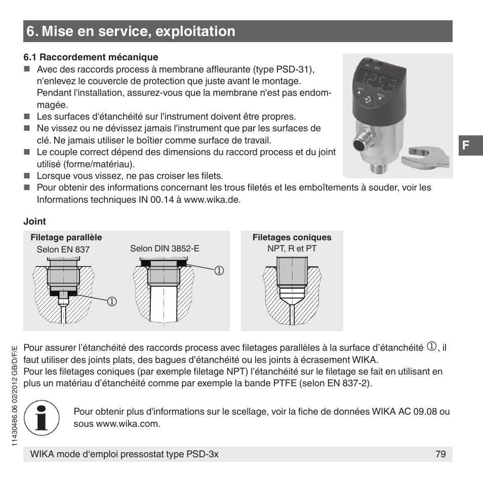 Mise en service, exploitation | WIKA PSD-31 User Manual | Page 79 / 128