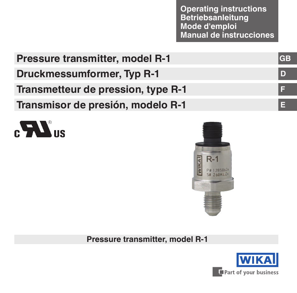 WIKA R-1 User Manual | 92 pages