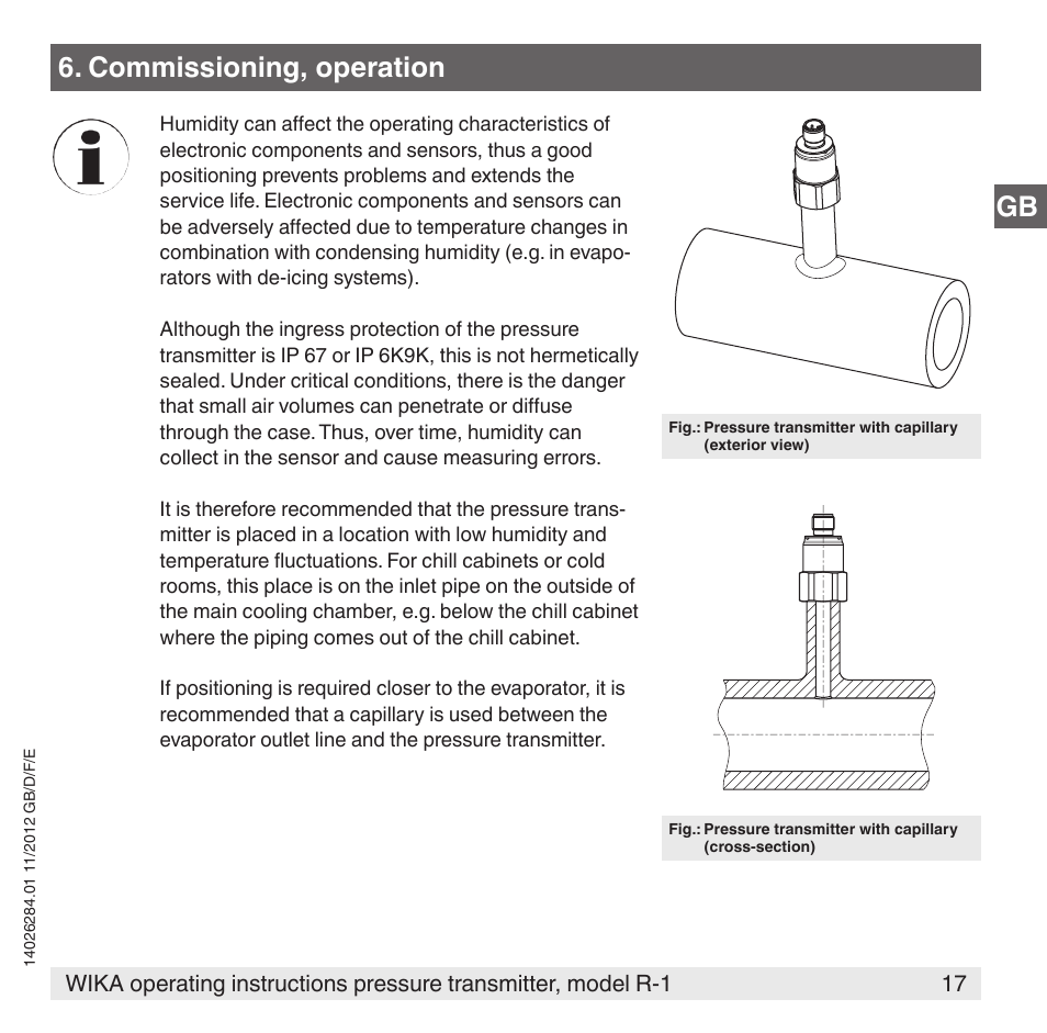 Gb 6. commissioning, operation | WIKA R-1 User Manual | Page 17 / 92