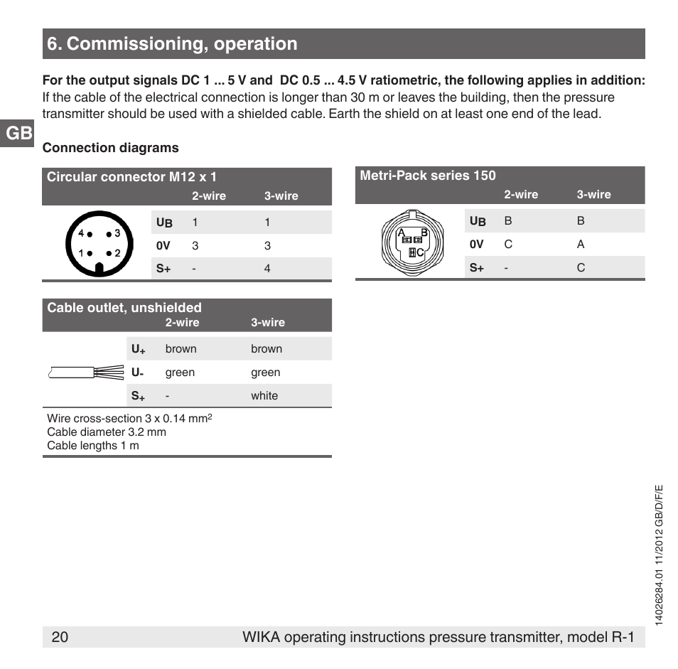 Gb 6. commissioning, operation | WIKA R-1 User Manual | Page 20 / 92