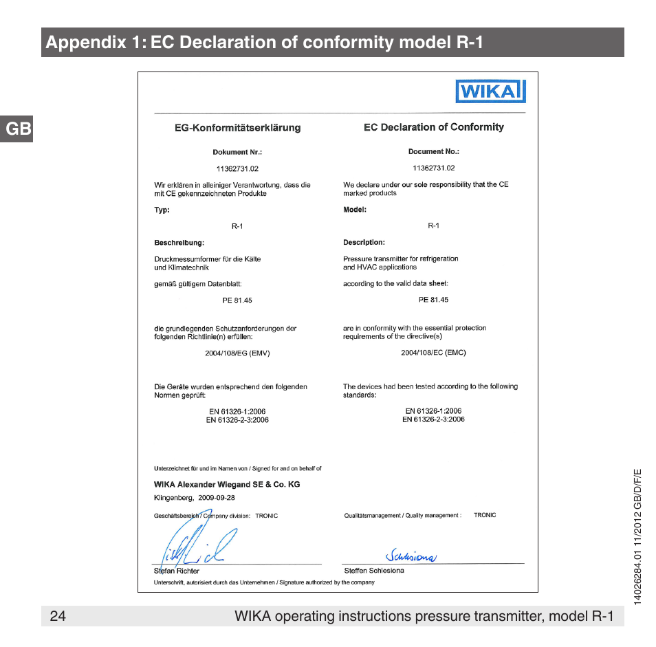 WIKA R-1 User Manual | Page 24 / 92