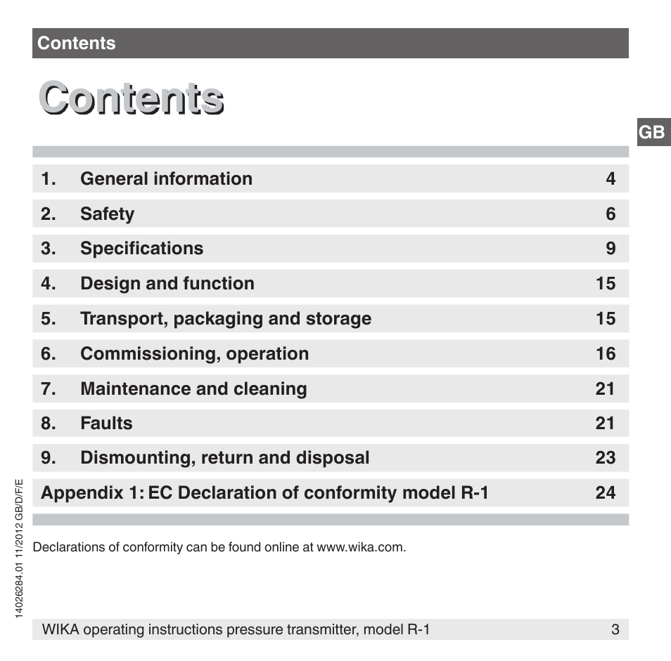 WIKA R-1 User Manual | Page 3 / 92