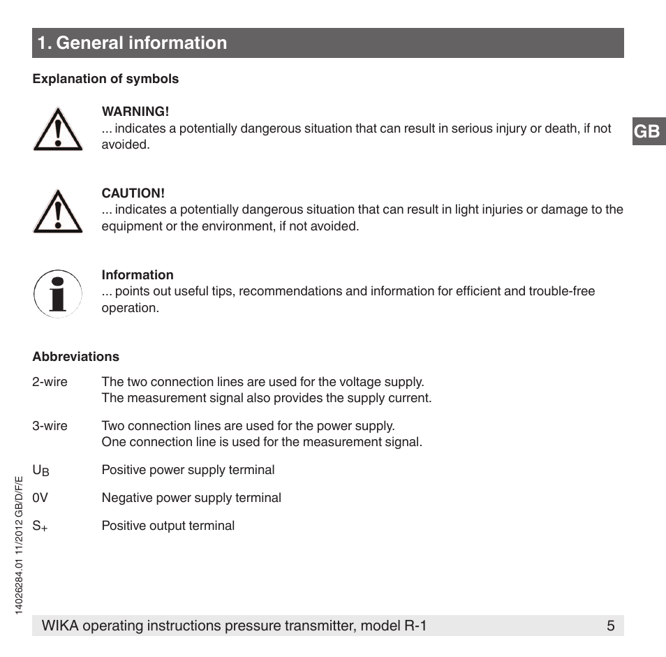 Gb 1. general information | WIKA R-1 User Manual | Page 5 / 92