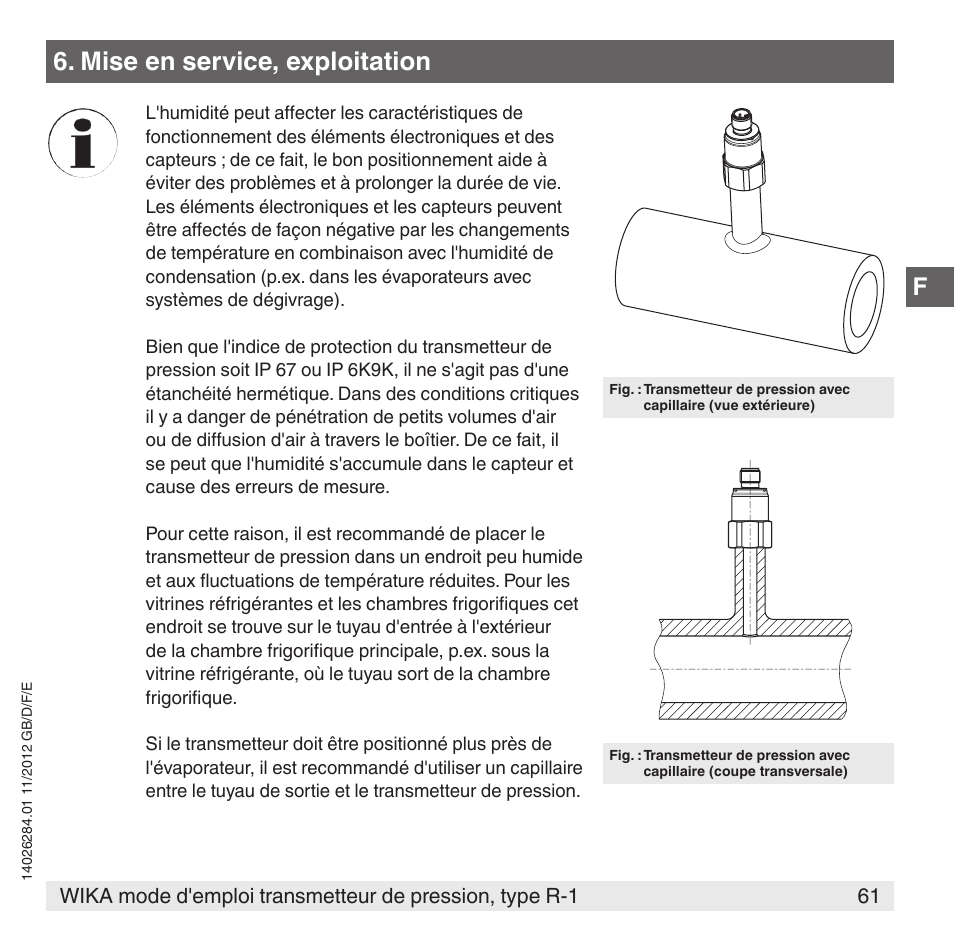 Mise en service, exploitation | WIKA R-1 User Manual | Page 61 / 92