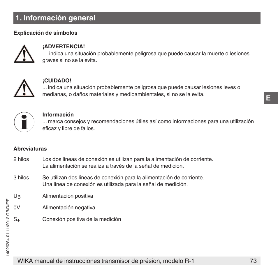 Información general | WIKA R-1 User Manual | Page 73 / 92